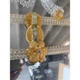 Venetian Rectangular Gold Floreal Hand-Carving Mirror in Murano Glass Style