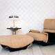 Armchair and its ottoman Safi/Marsala by Michel Ducaroy, edition Ligne Roset 1970