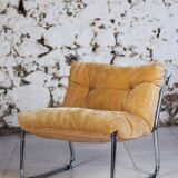 Vintage "Pixi" style armchair in velvet and chrome, 1970