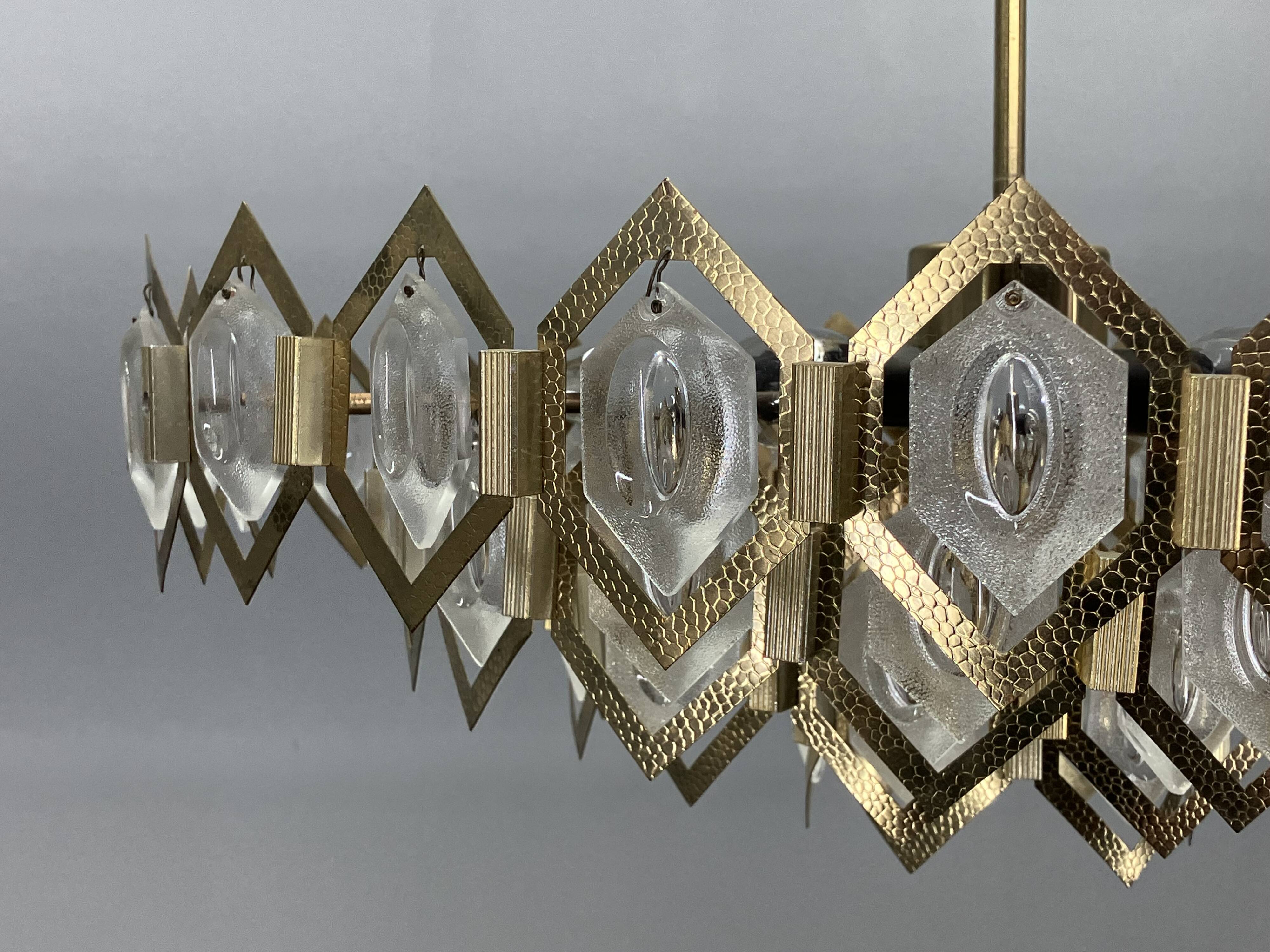 1960s Faceted Glass Chandelier by Jaroslav Bejvl for Kamenicky Senov