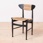 Set of 6 Scandinavian Modern Dining Chairs, Rope Seating and Backrest, 1960