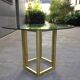 Round dining table glass and gilded metal, vintage 80's