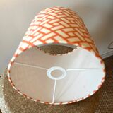 Vintage lamp - orange ceramic - 1970 - handmade shade.