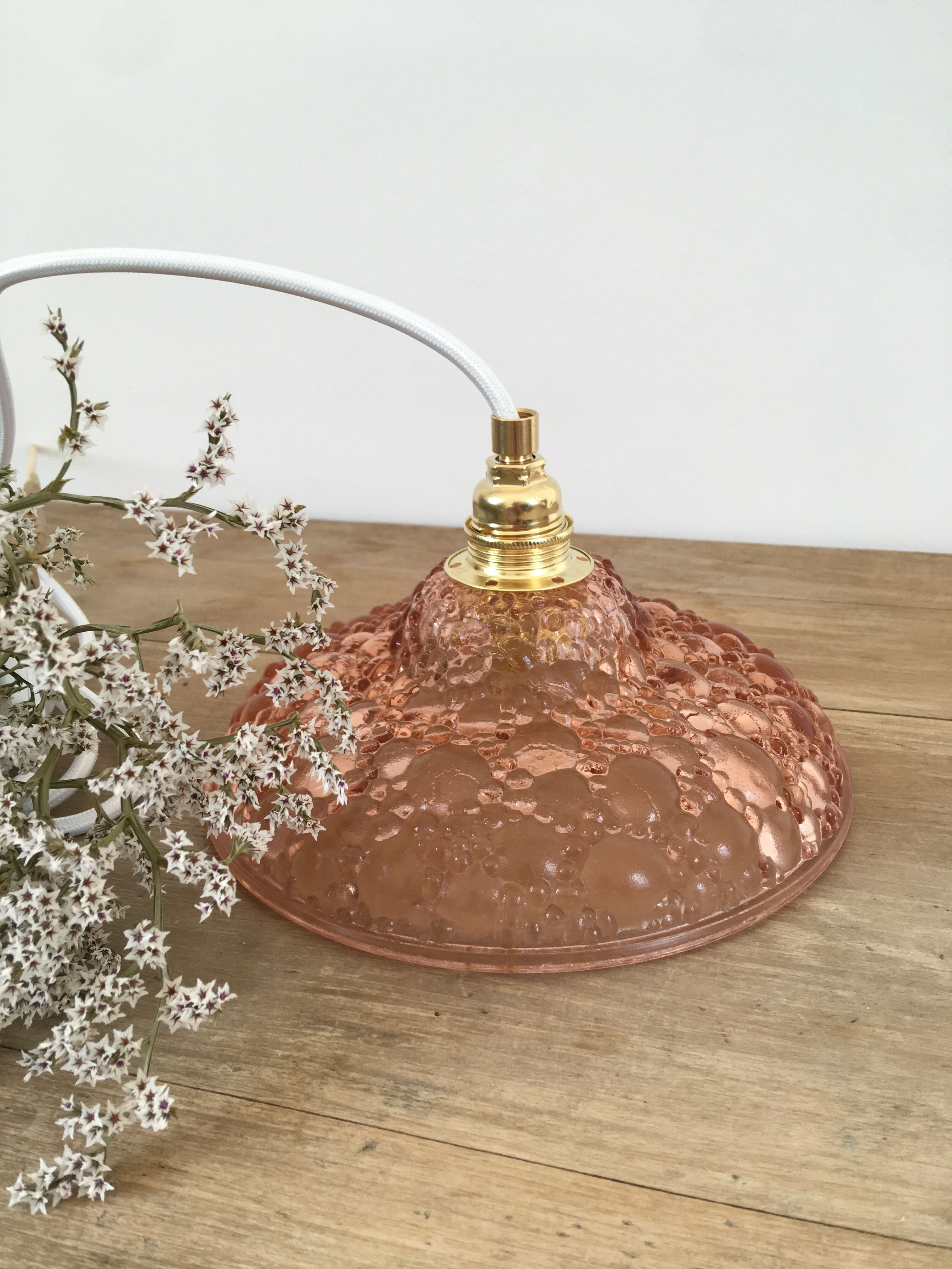 Bubble pink glass walking lamp