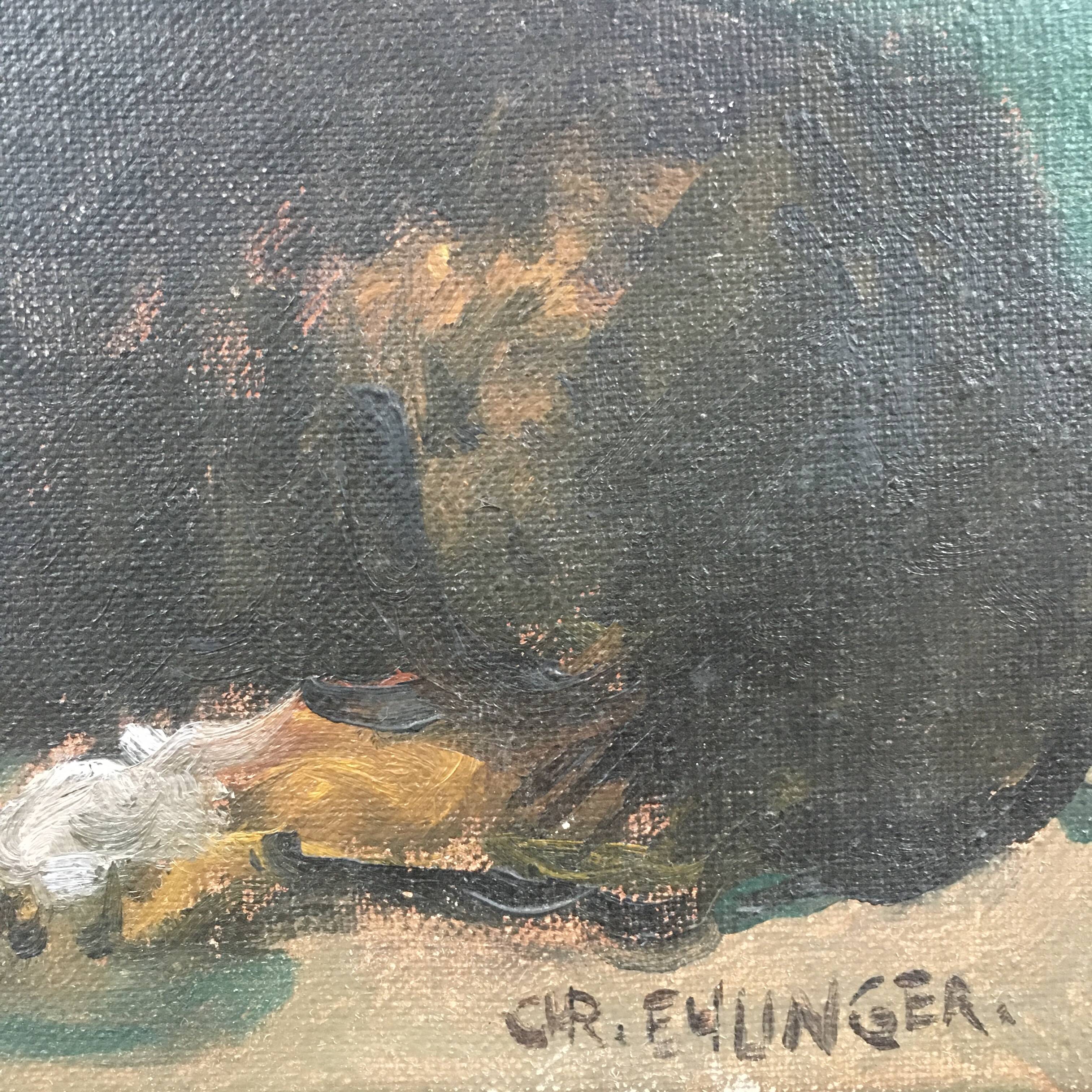 Lying cattle dog painting