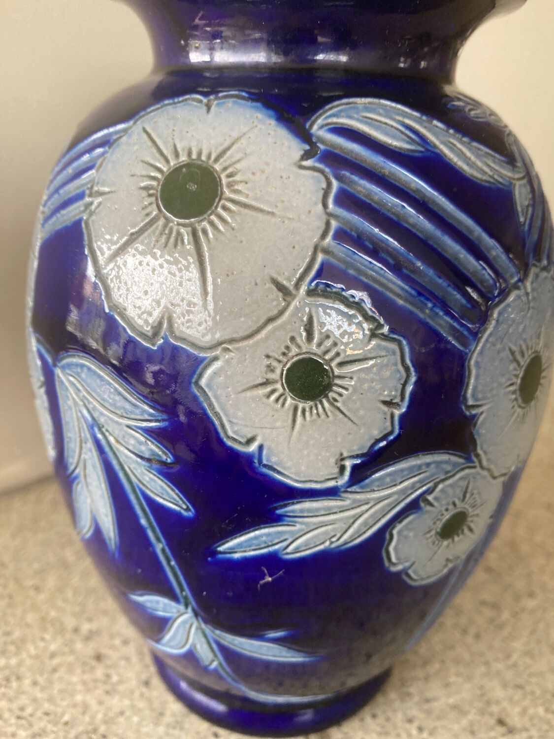 Alsace stoneware vase signed P Schmitter