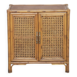 Vintage wood and rattan chest of drawers