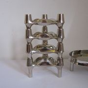 Set de bougeoirs modulaires Bmf édition argent conçus par Fritz Nagel & Ceasar Stoffi