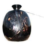 Vase in black multilayer glass paste and inclusion of gold and other colors signed by Bob Le Bleïs