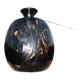 Vase in multi-layered black glass paste with inclusions of gold and other colors, signed by Bob le Bleïs