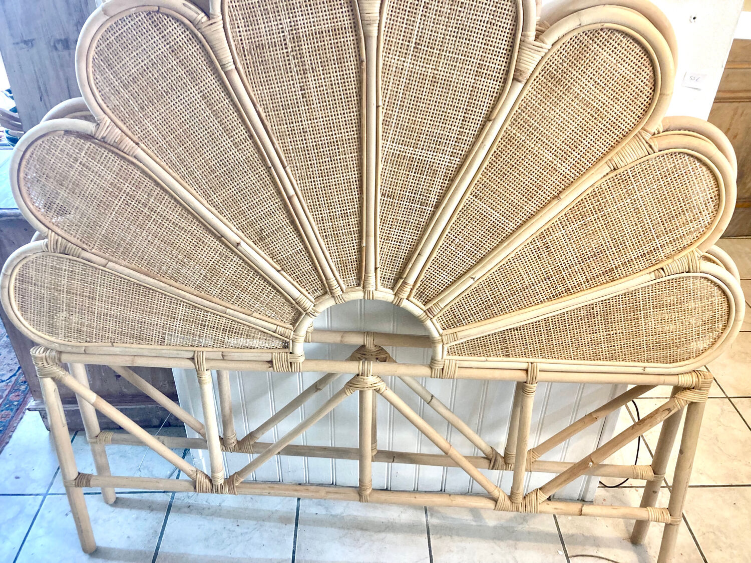 Canage headboard and rattan