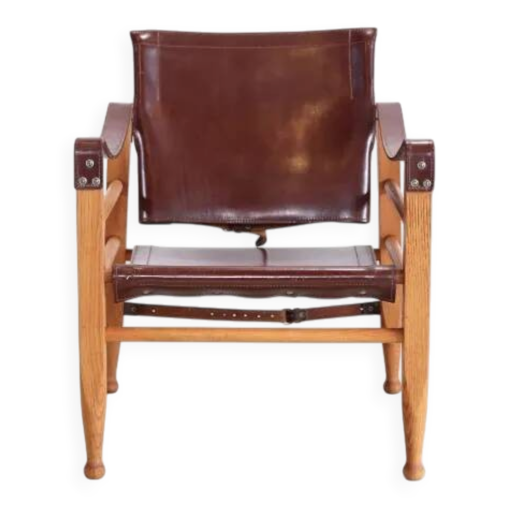 Safari chair in oak and leather by Aage Bruun, 1960s