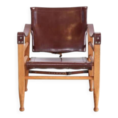 Safari chair in oak and leather by Aage Bruun, 1960s