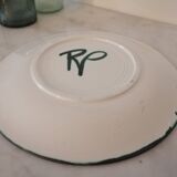 Plat Robert Picaut Vallauris D 31 cms signé vert foncé et marron en très bon état