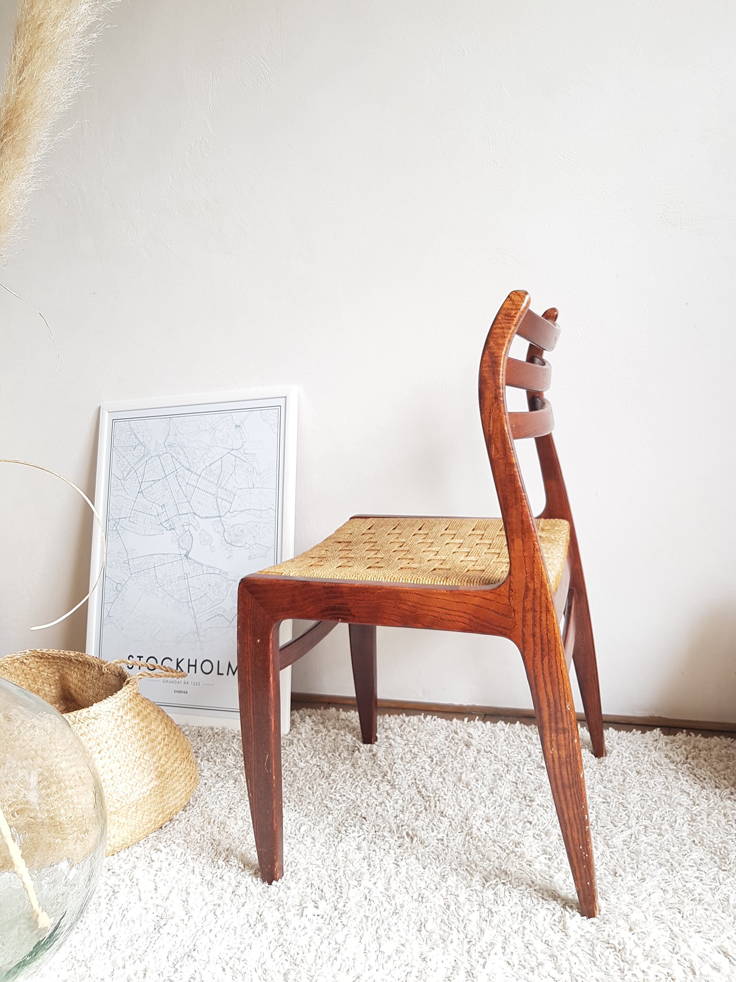 Pair of Scandinavian chairs in braided rope-circa 1960