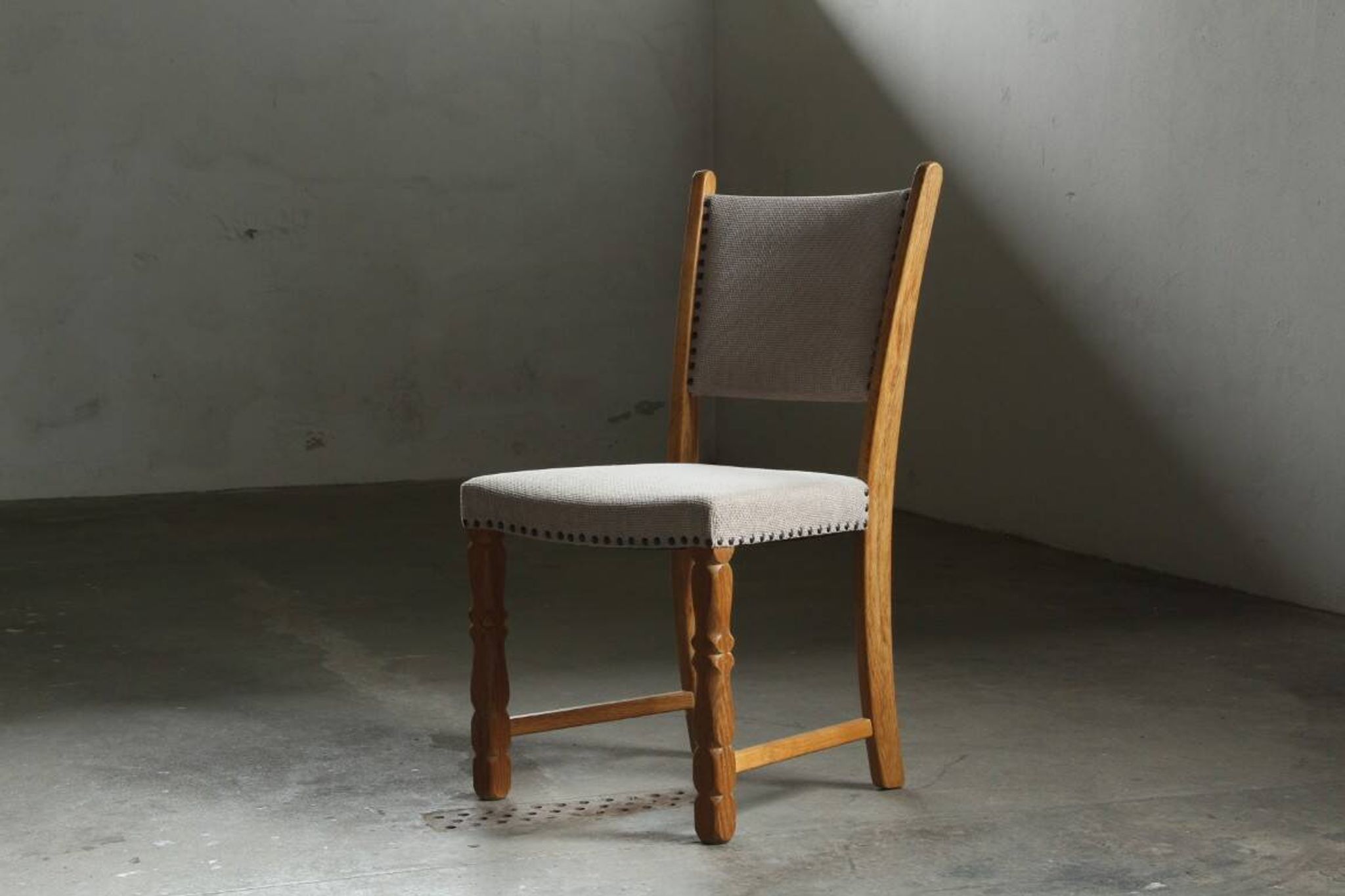 Set of six vintage Danish oak dining chairs, Henning Kjærnulf style, 1960s