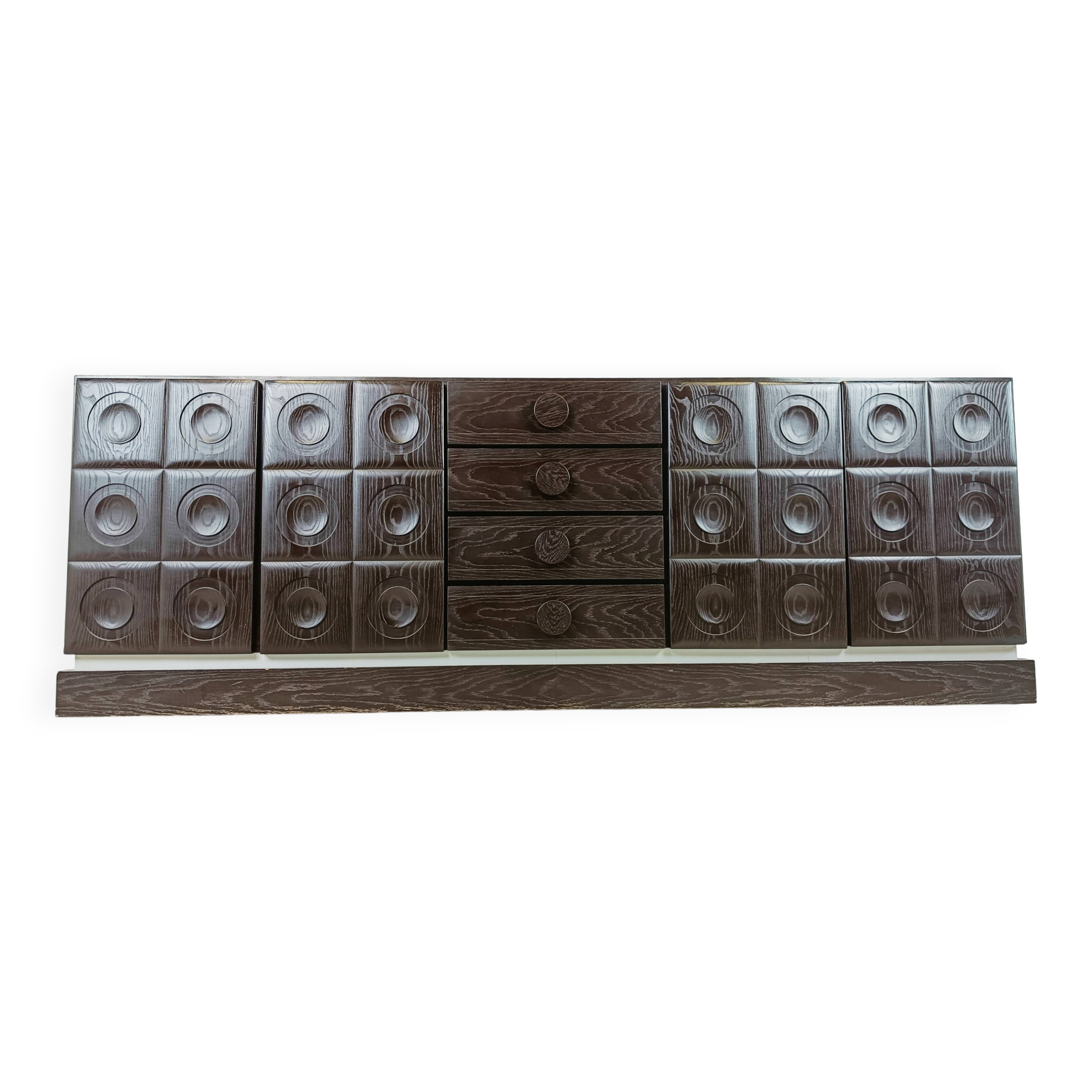 Graphical brutalist credenza, 1970s