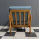 Wood arm chair reupholstered in blue fabric 1960s