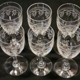 6 anciens verres a pied a porto en cristal de baccarat gravé