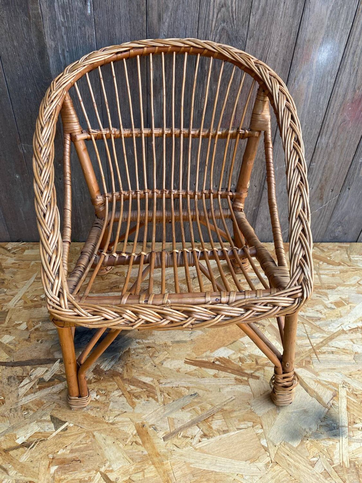 Fauteuil enfant en rotin, années 60