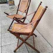 Paire de chaise SAFARI pliante vintage cuir bois