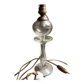 Superb old embroidery lamp in re-electrified blown glass
