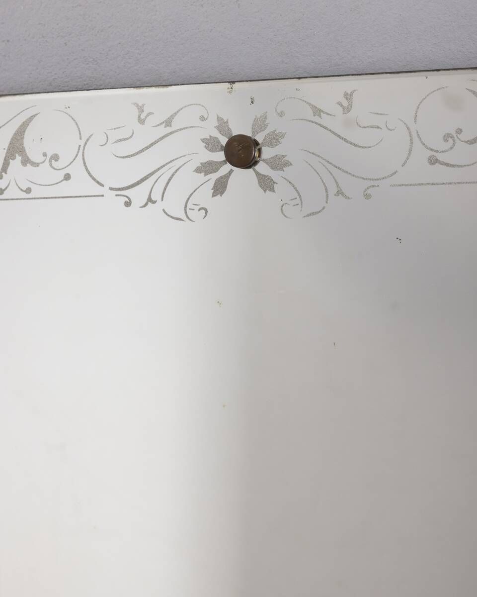 Vintage 1940s Italian design wall mirror with decorated glass