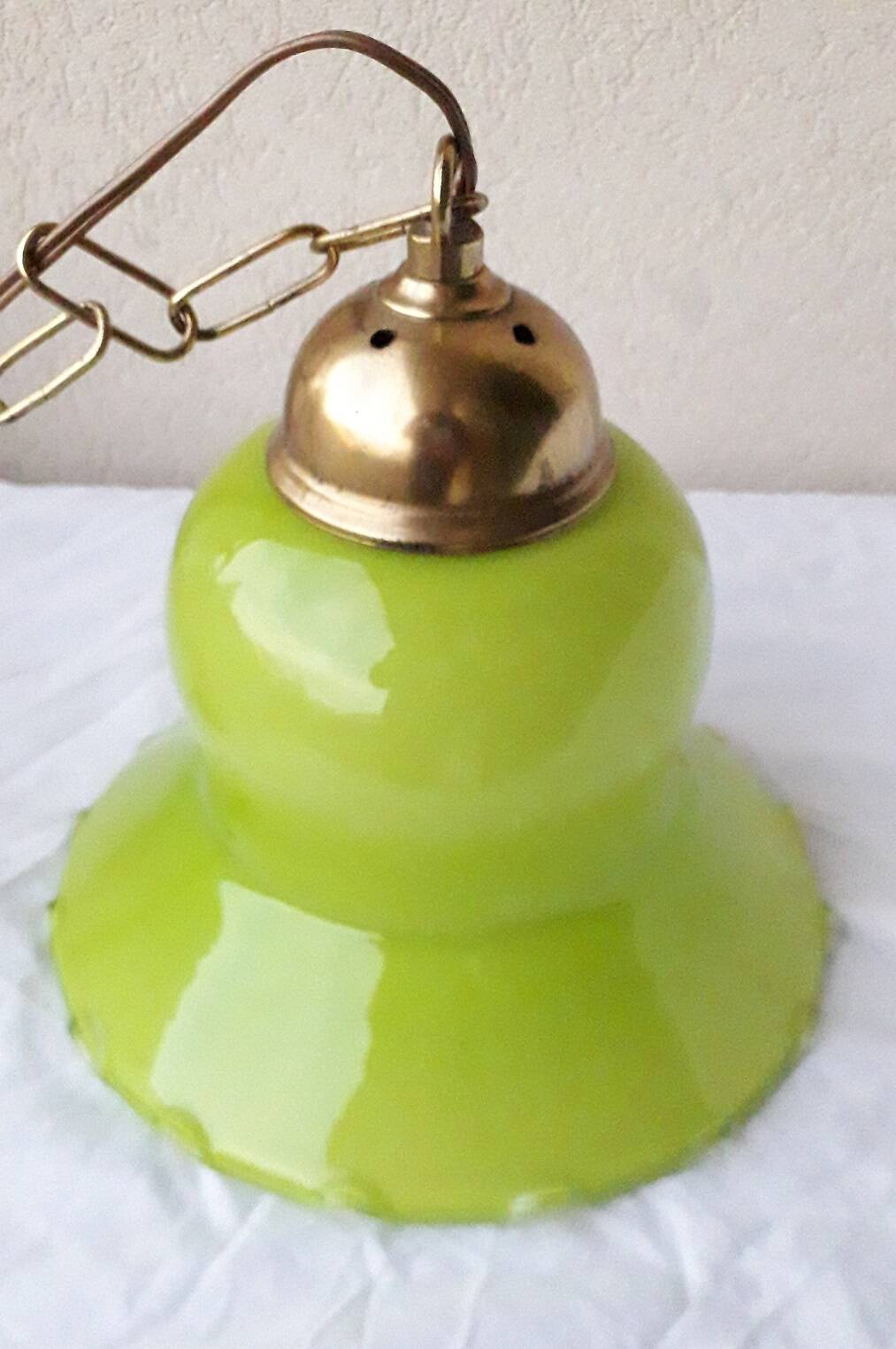 Green and bronze glass pendant light