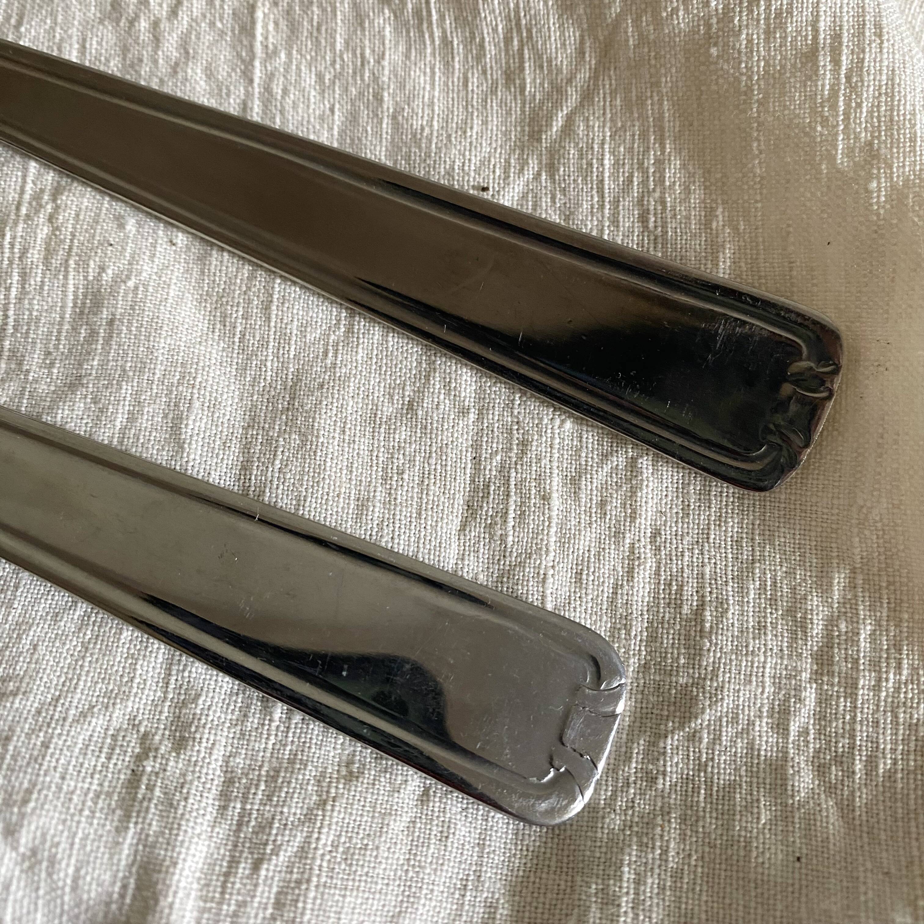 Vintage stainless steel fish cutlery – 12 knives + 12 forks – 1960s