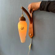 Teak wood wall lamp