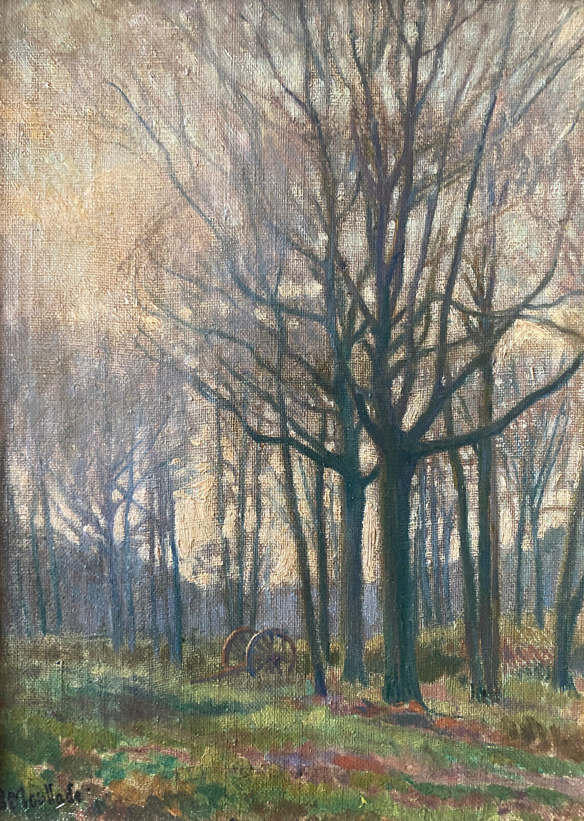 "Forest landscape" painting by Georges Moullade (1893-1968) frame