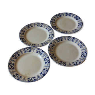 Lot 4 assiettes bleues Saint Aubin Digoin Sarreguemines