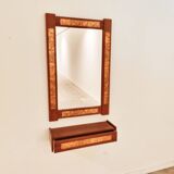 Mid-Century Teak and Copper Hallway Set with Mirror and Shelve, 1960s, Set of 2