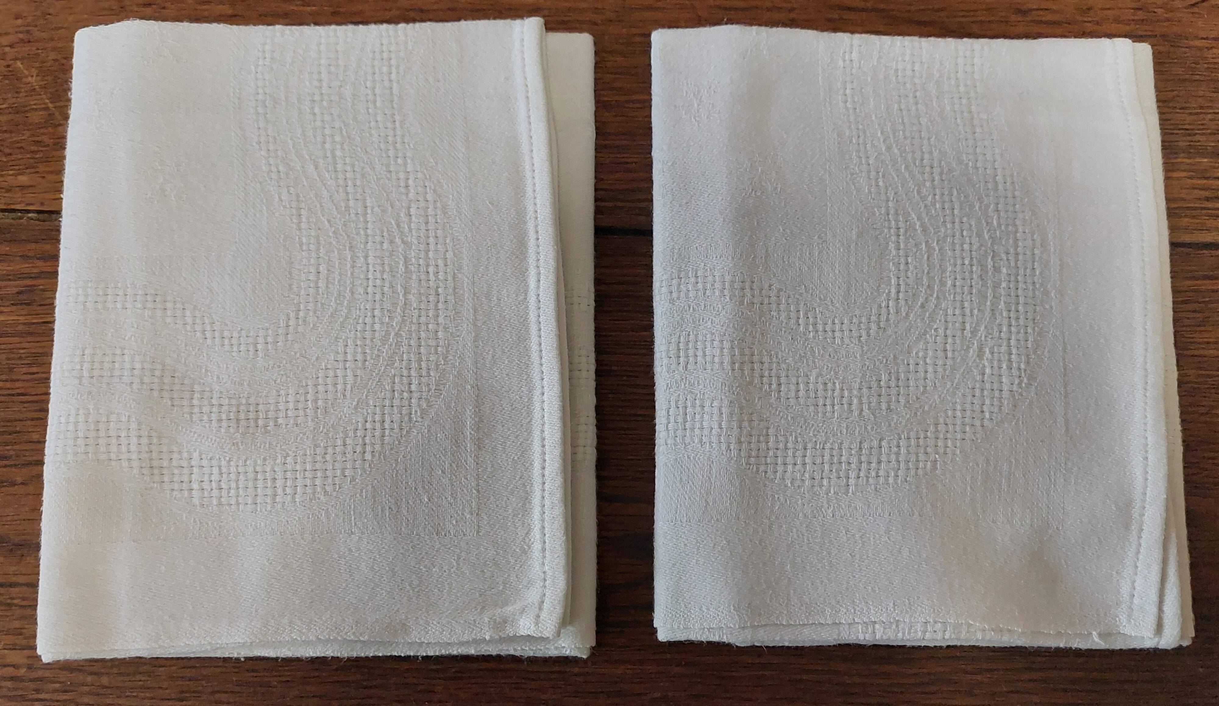 Pair of antique cotton damask napkins