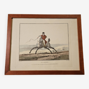 Equestrian engraving "the gallop" DARCIS after Carles VERNET