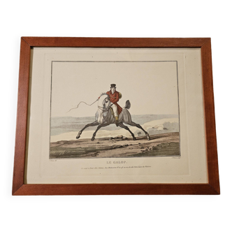 Equestrian engraving "the gallop" DARCIS after Carles VERNET