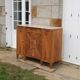 Art Deco sideboard in solid walnut and veneer – pink marble top