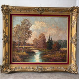 Bucolic landscape signed
