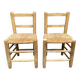 Set of 2 chairs in raw wood and straw from the 50s