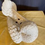 Bird dove with flowers in white earthenware from the 60s