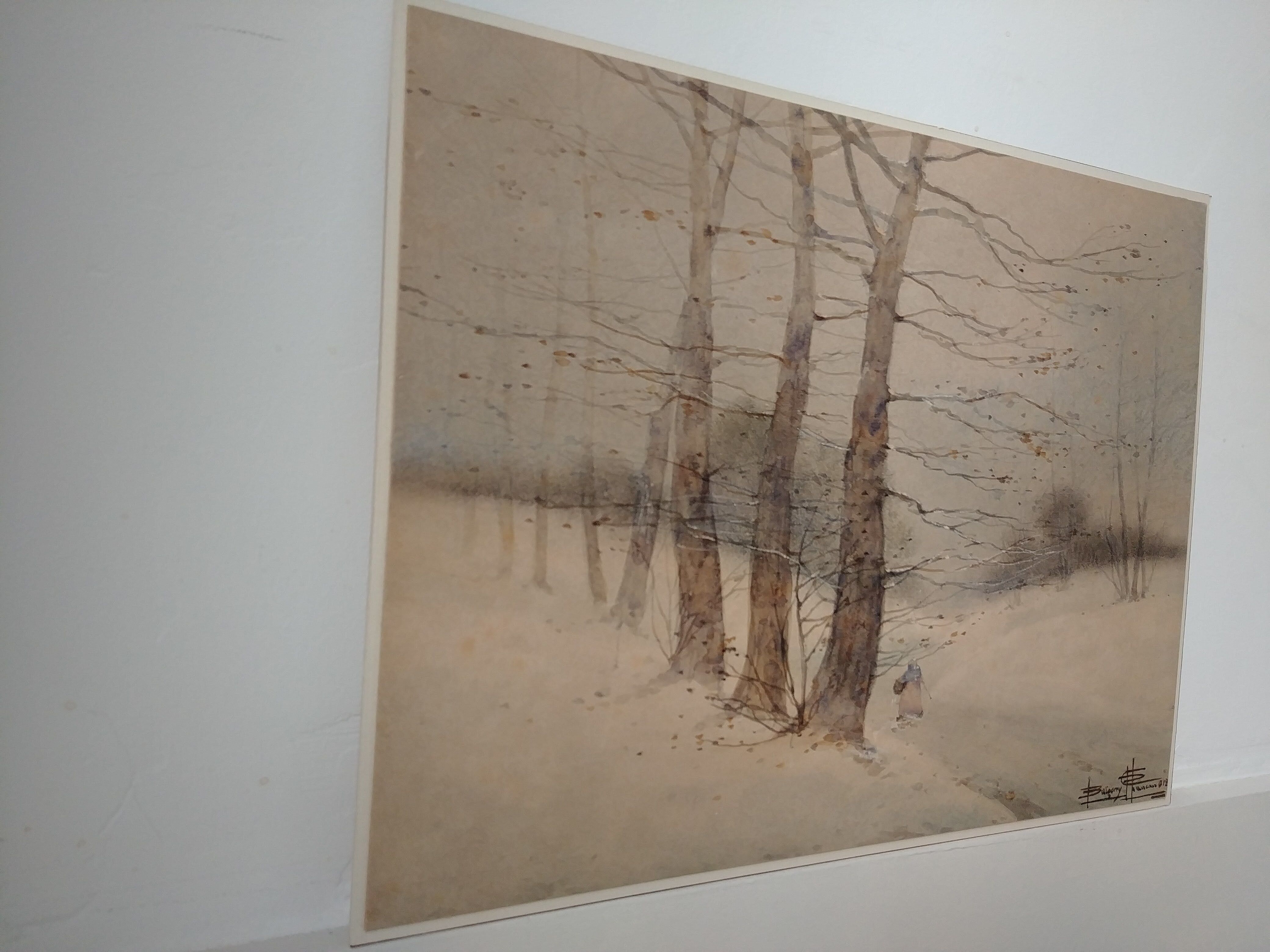 Snowy landscape painting