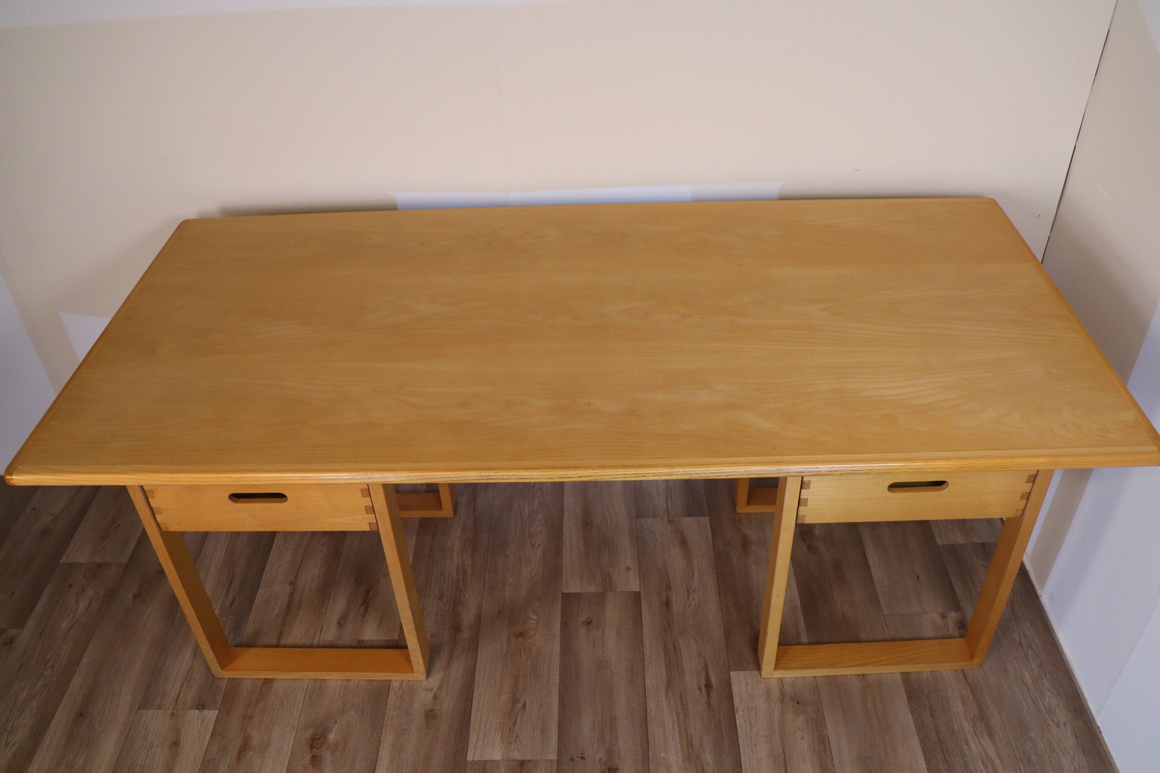 Vintage architect's desk in light wood circa 1970