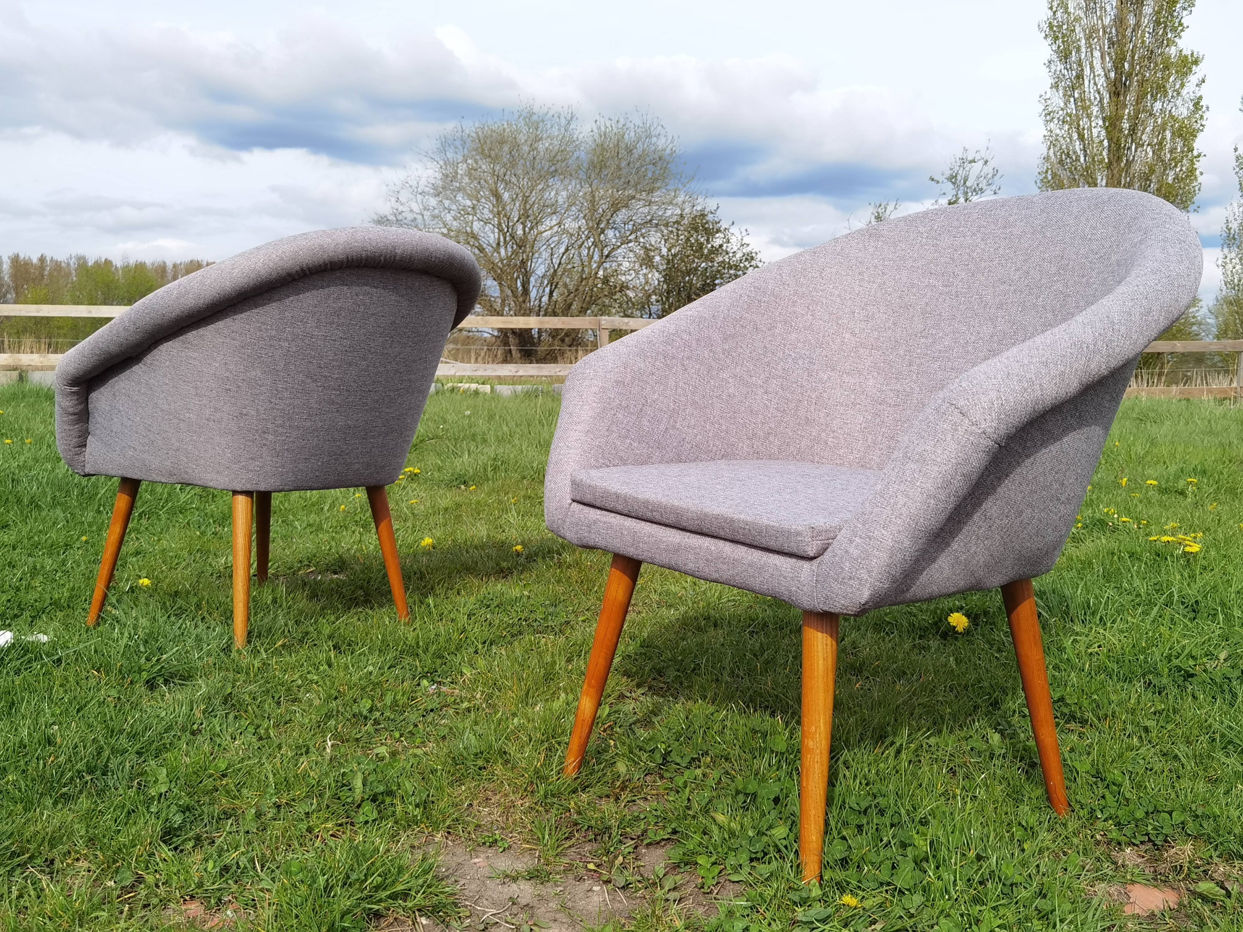 Pair of fiber armchair Miroslav Navratil gray