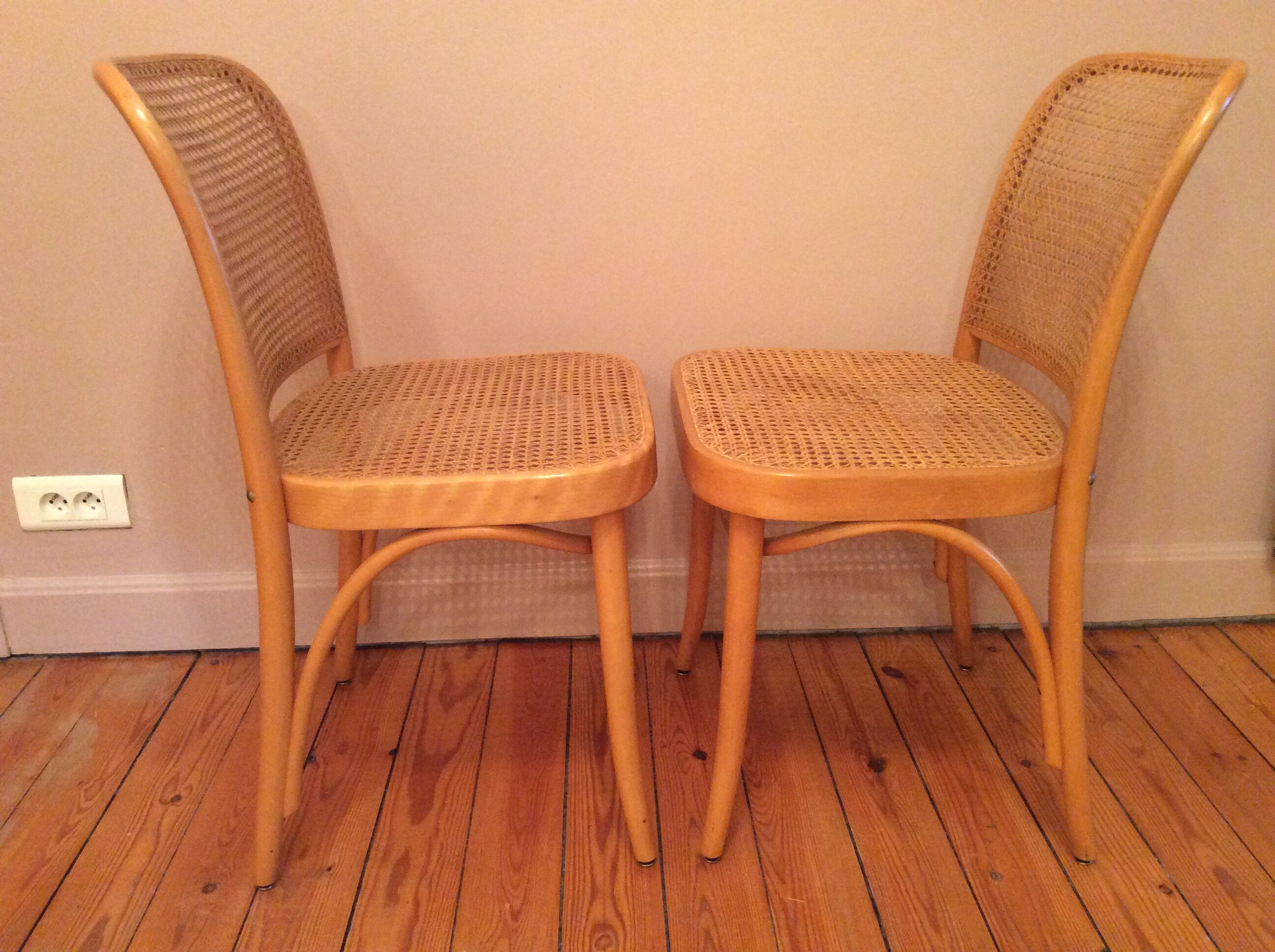 2 vintage canned chairs