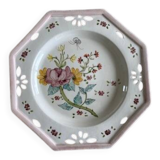 Antique plate with hand-painted floral decoration - Farandol - 29 cm - pink