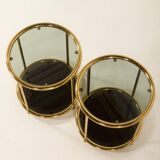 Hollywood Regency style mid century brass side tables, set of 2 , Italy