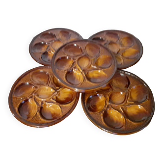 Saint-Clément / Série de 6 assiettes à huîtres