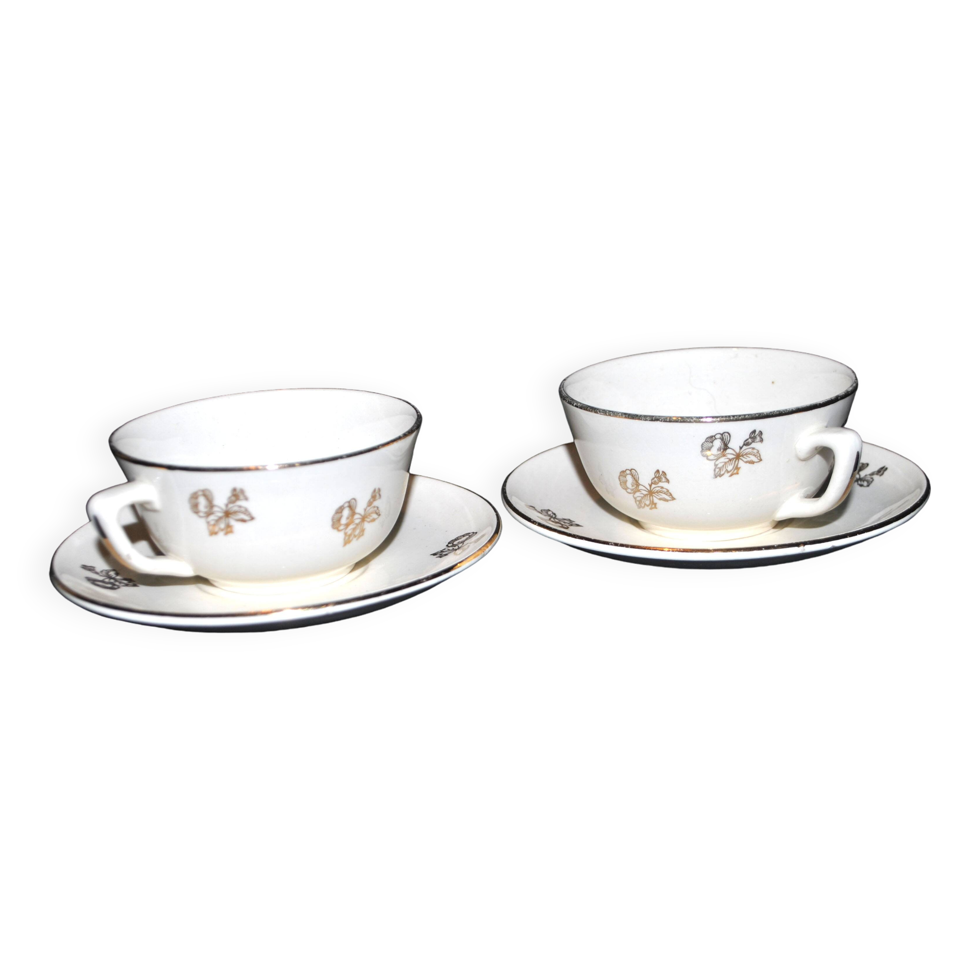 Set of 2 vintage cups with gold flowers Villeroy Boch Mettlach