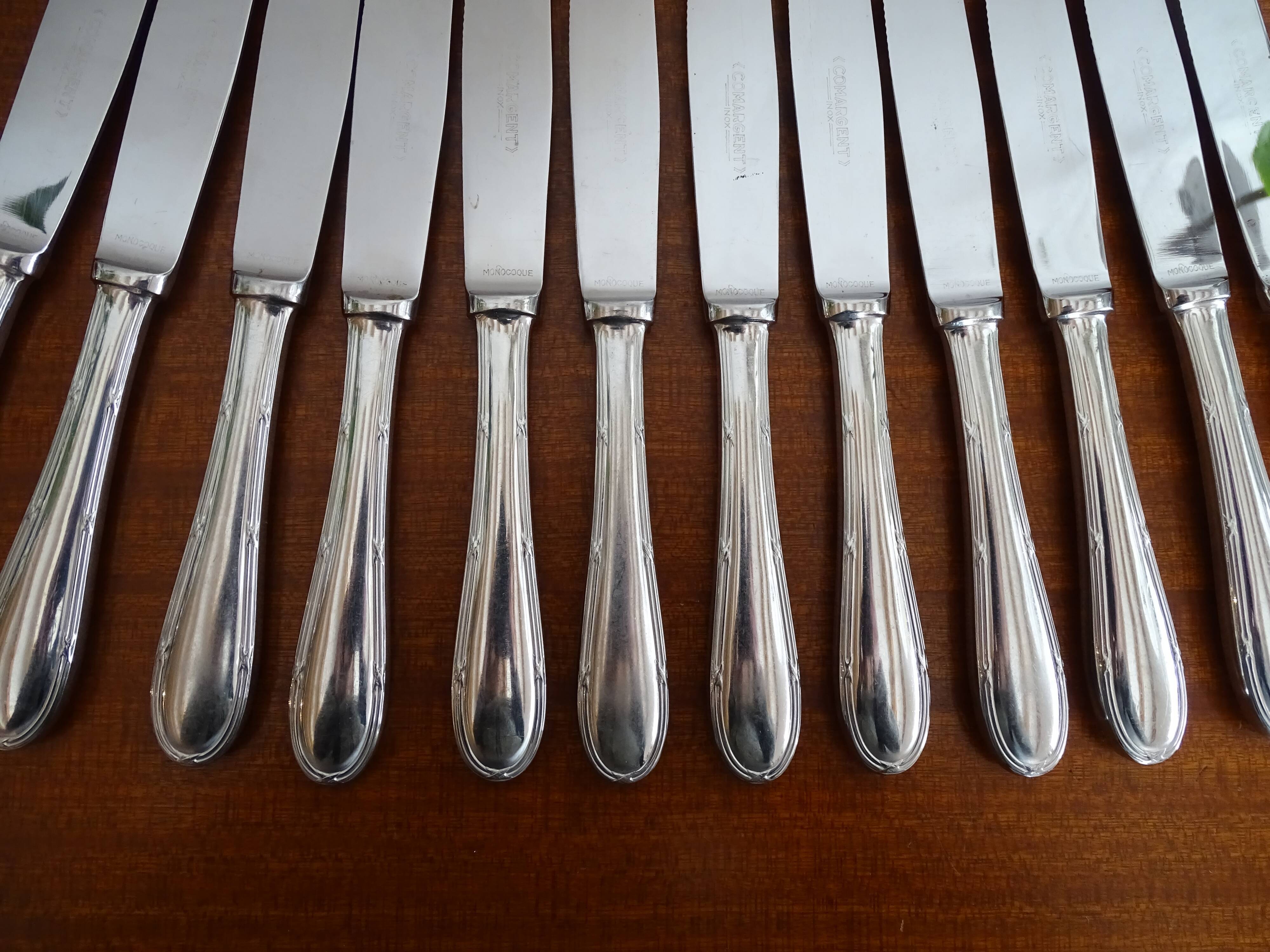 12 couteaux inox comargent monocoque style Louis XV