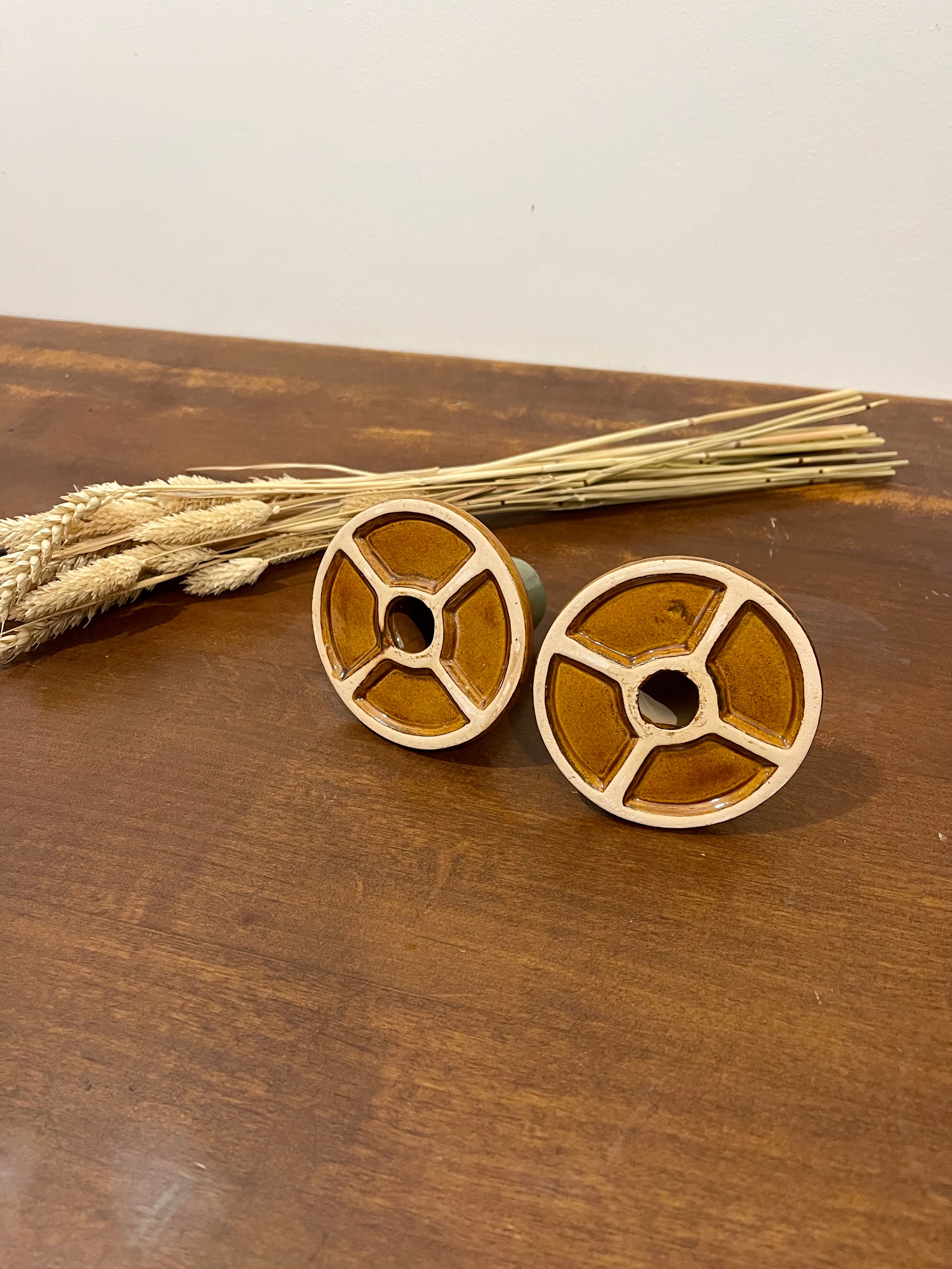 Pair of ceramic candlesticks